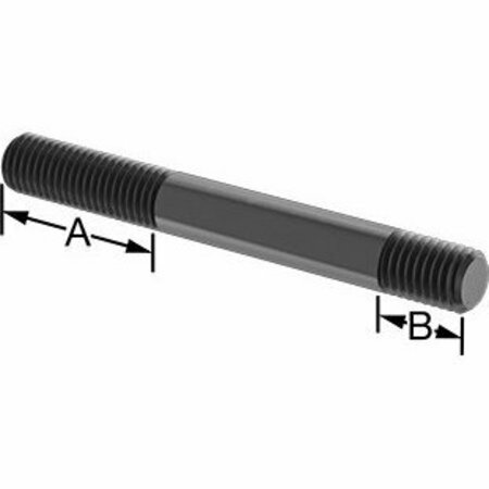 BSC PREFERRED Black-Oxide ST Threaded on Both Ends Stud 5/8-11 Thread Size 5-1/2 Long 2 and 7/8 Long Threads 91025A816